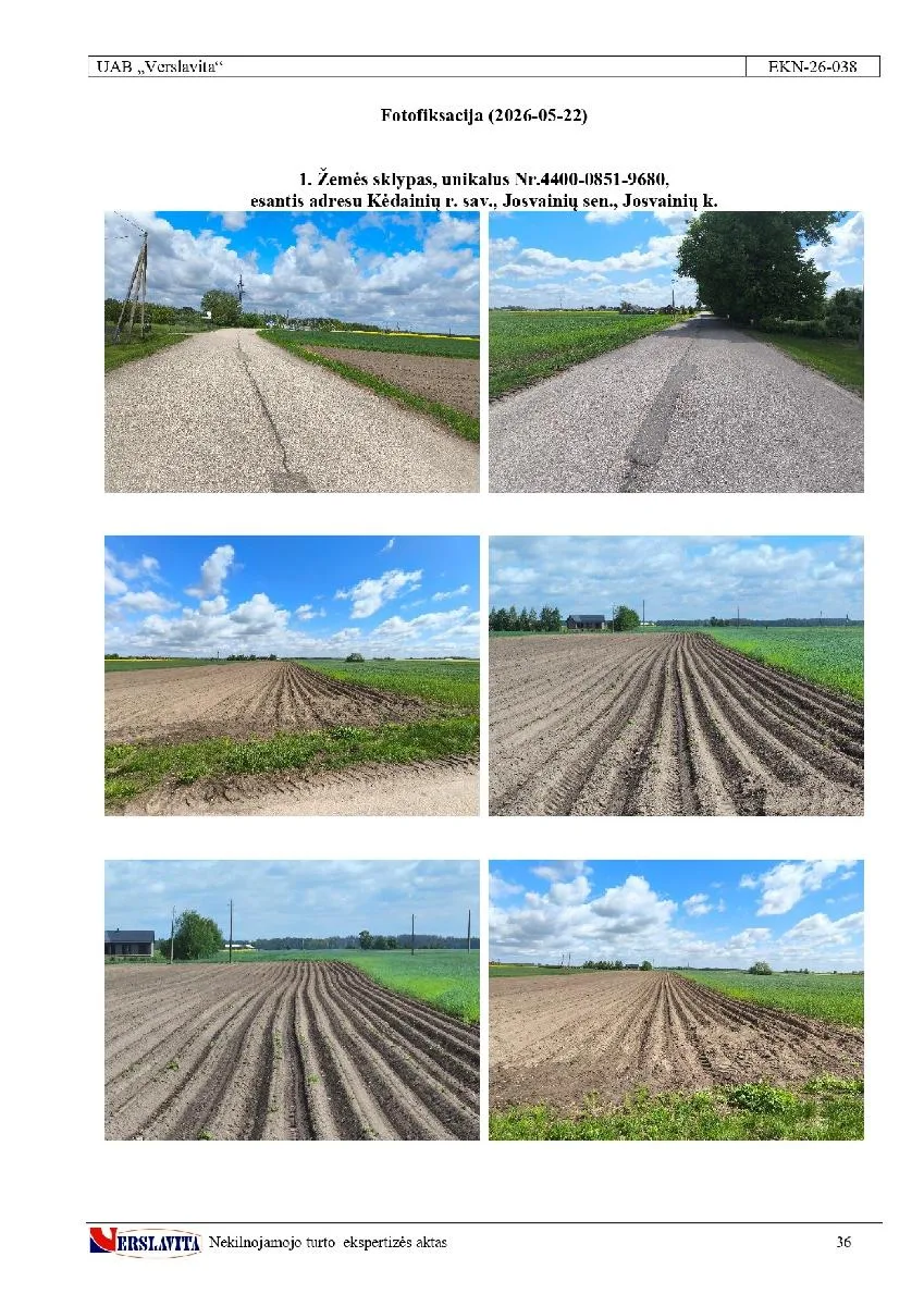 1/4 žemės ūkio paskirties sklypo dalis Josvainių k., Kėdainių r. sav.