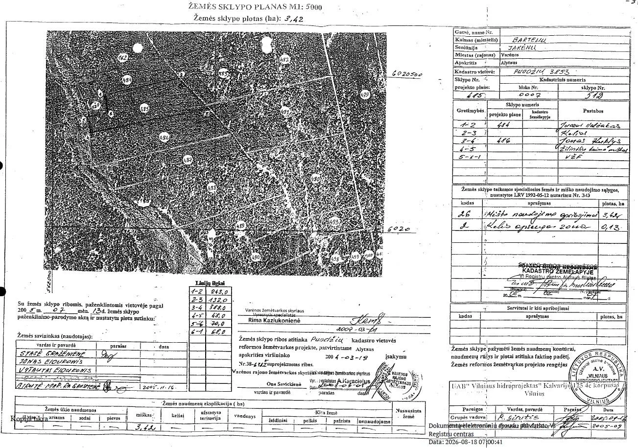 111/342 dalis 3,42 ha miškų ūkio paskirties žemės sklypo