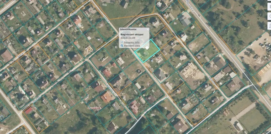 1/2 žemės sklypo ir sodo pastato dalys Derceklių k., Tinklų g. 4