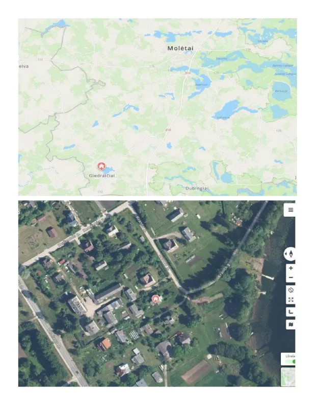 1/2 gyvenamojo namo dalis su tvartu ir kiemo statiniais Giedraičių mstl.